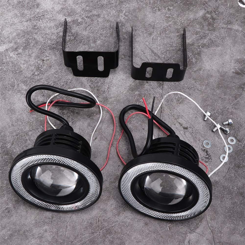 Fendinebbia Anteriore LED Angel Eyes - Modifica 89mm Paraurti Con Lente Trasparente - Kit Coppia Lato Conducente e Passeggero