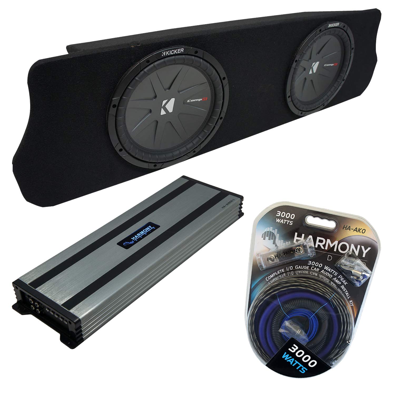 Harmony Audio Compatible with 1994-2004 Ford Mustang Coupe Kicker Bundle CompR CWR12 Dual 12