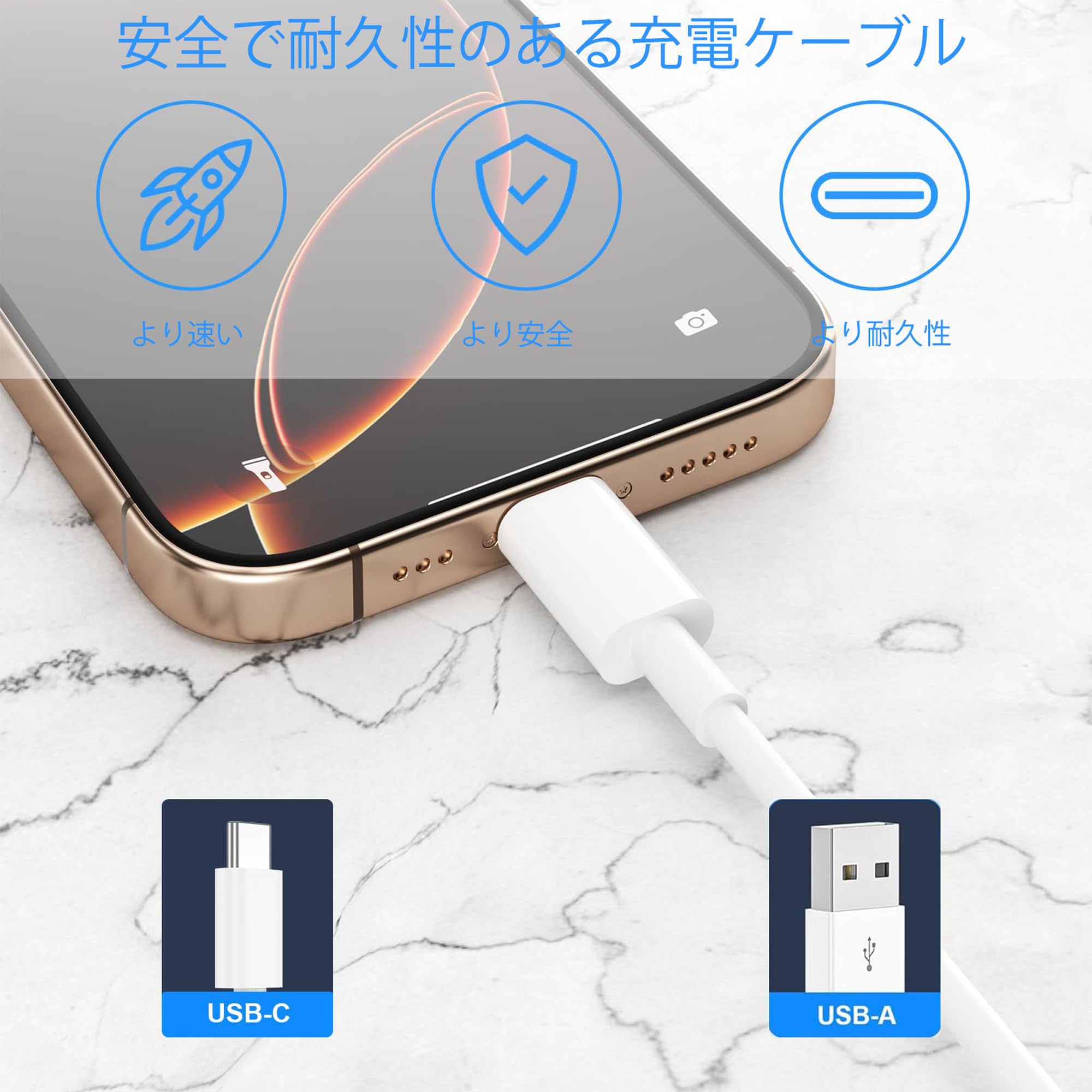 Amazon.co.jp: USB C ケーブル 純正 1M+1M 2本セット タイプc コード
