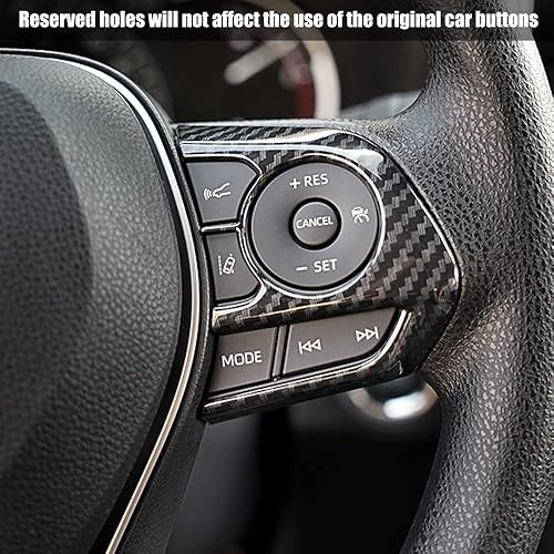 Miniatura 6 de Blazeray Cubierta de lentejuelas de botón de fibra de carbono para volante de automóvil, accesorios interiores para Toyota RAV4 2019 2020 2021 2022