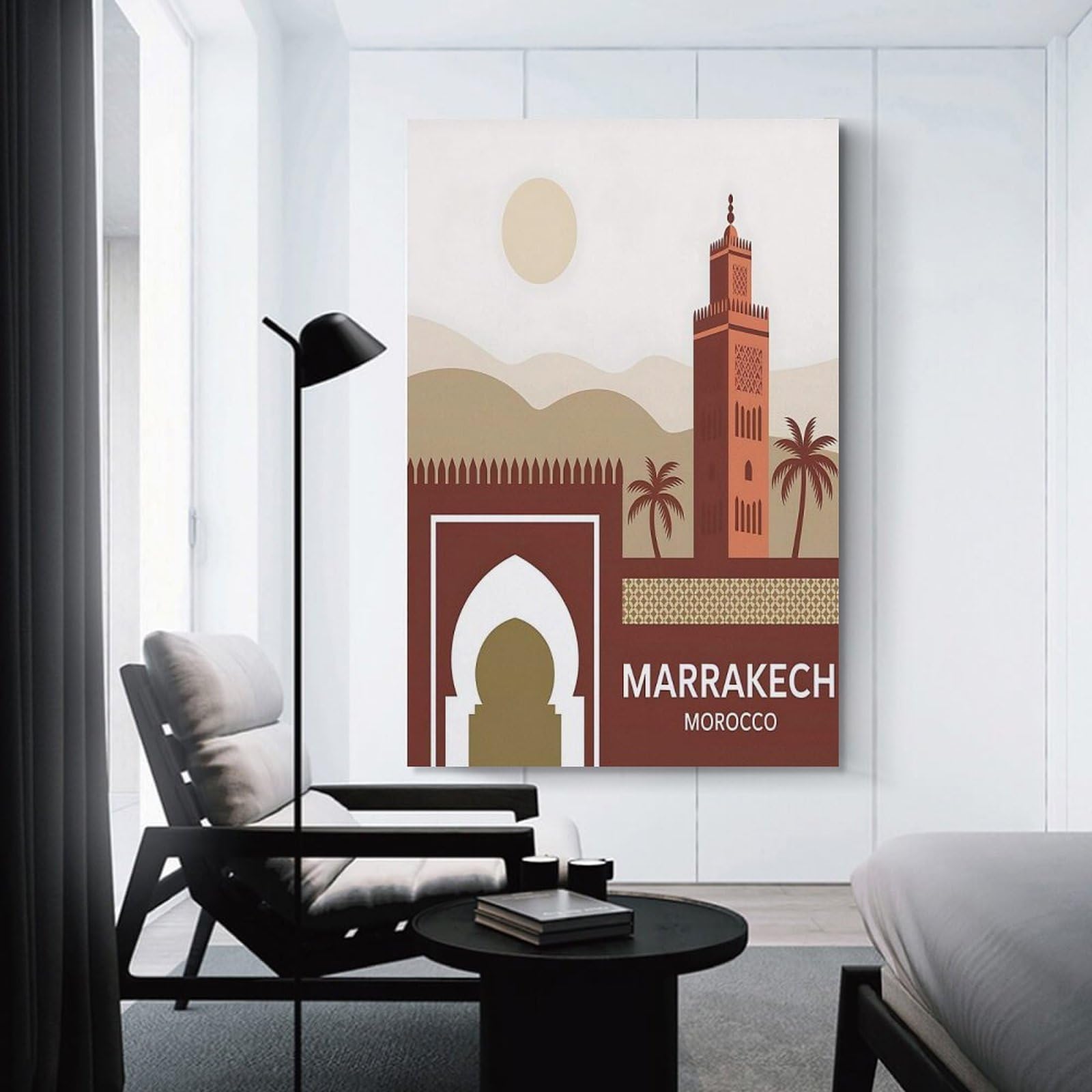 Junmoney Marrakech, Morocco Travel Canvas Wall Art, 24x36inch(60x90cm), for Bedroom, Guest Room Or Reading Nook, Decorative Wall Art for Cosy Rooms
