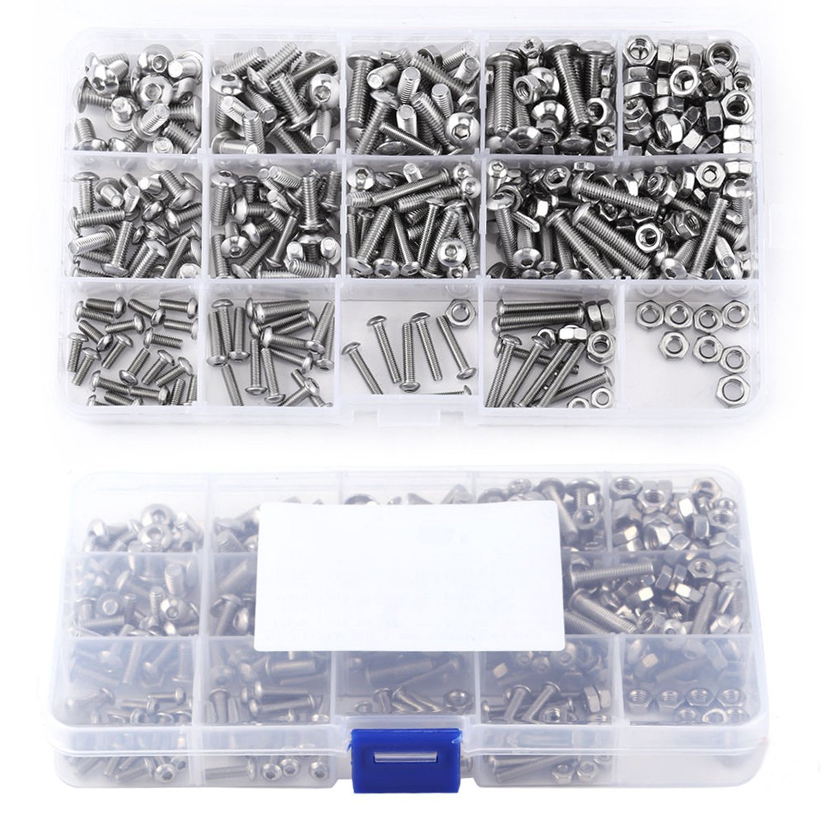 440pcs M3 M4 M5 Hex Socket Screws Nuts Stainless Steel Button Head Bolts Assortment Kit Set
