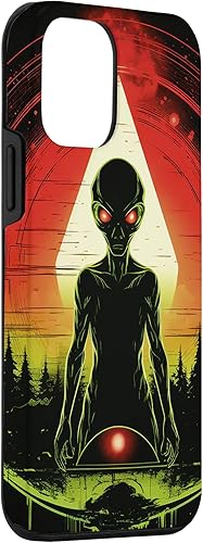 Miniatura 30 de iPhone 14 Pro Max Cute Green Alien Head UFO Space Face Alien Case