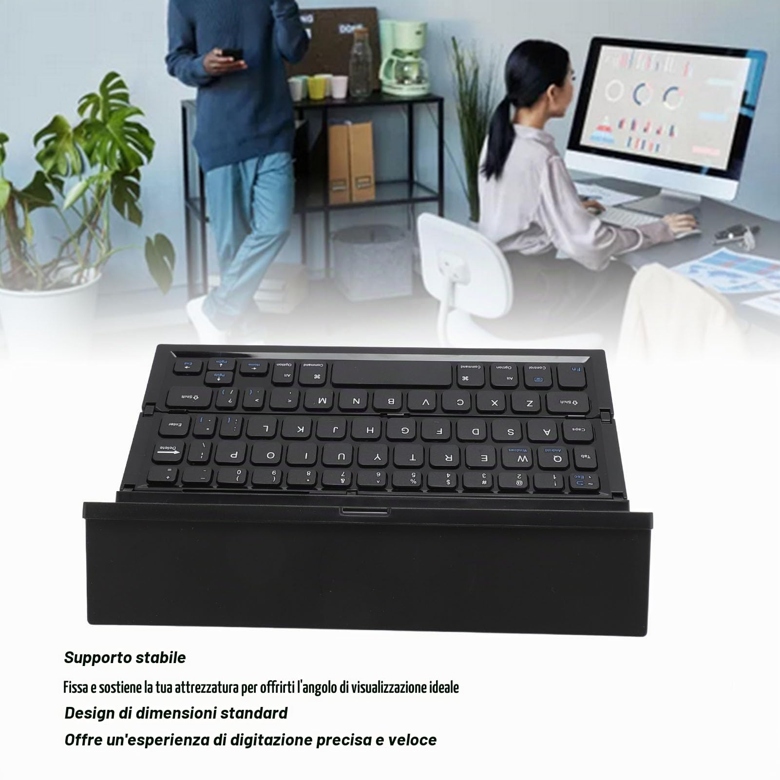 Tastiera Pieghevole Bluetooth da Viaggio, Portatile per Android, Vittorie, iOS Phone 13 12 11X8 7 6, Tab