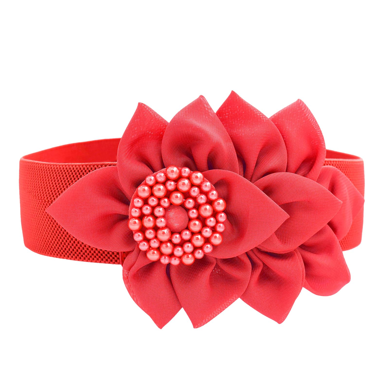 TeeYee Damen Elastisch Taillengürtel Große Blumen Decor Boho
