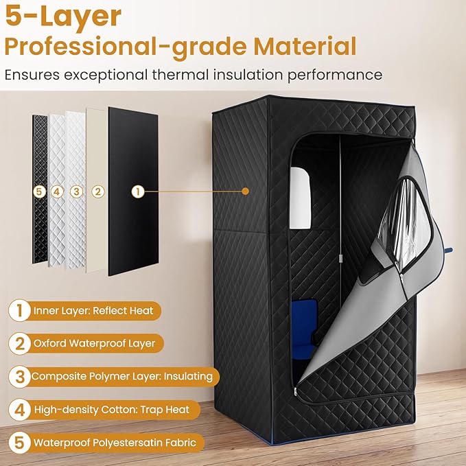 Sauna portátil COSTWAY con generador de vapor 1200W, control remoto miniatura 4