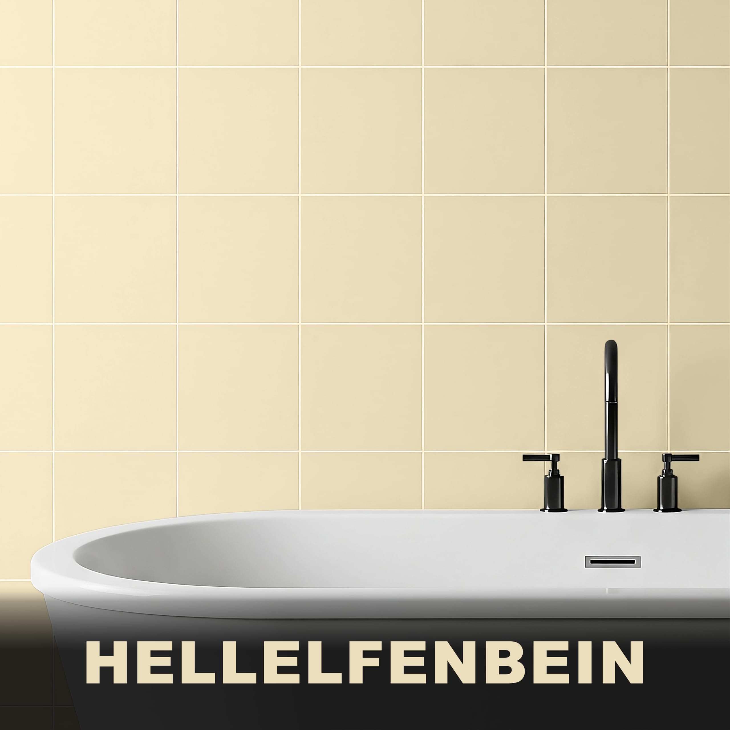 WO-WE Komplettset 2K Fliesenlack Renovierungsset für Küche, Badezimmer, Wand- & Bodenfliesen Hellelfenbein 2,5Kg