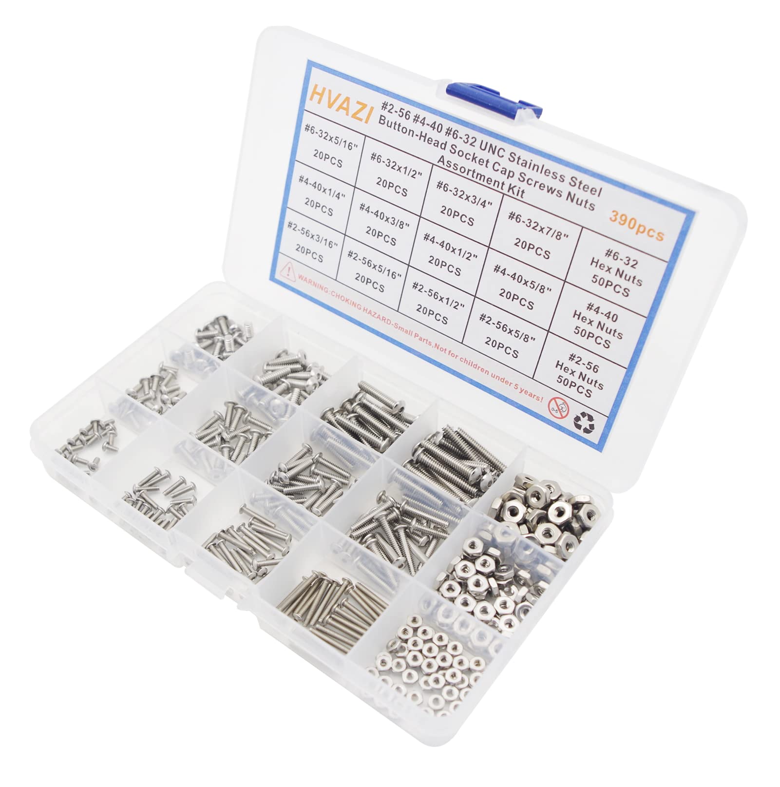 #2-56#4-40#6-32 UNC Edelstahl Halbrundkopfschrauben Muttern Sortiment Kit