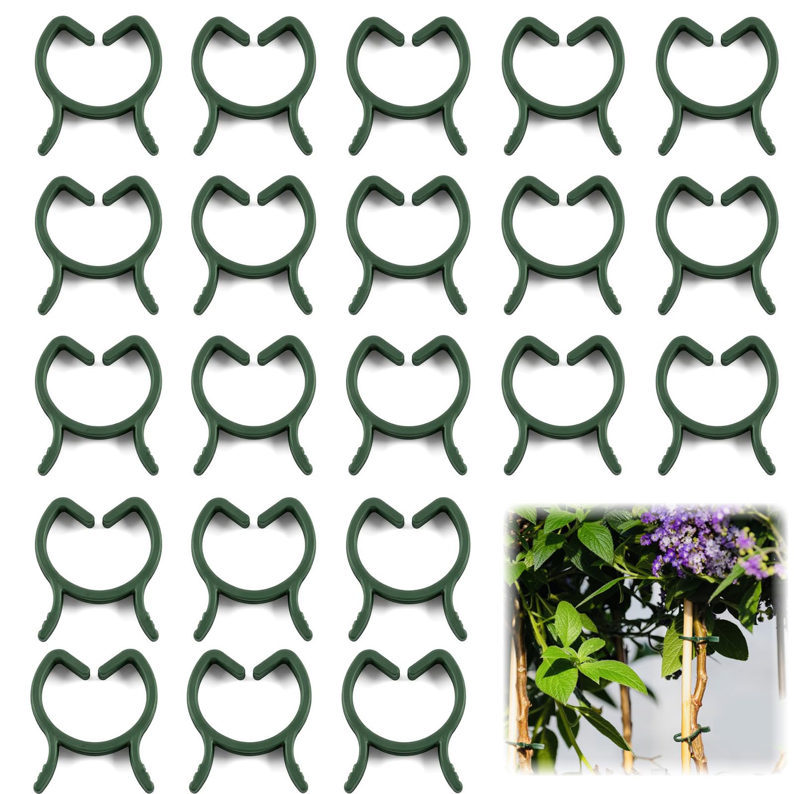 Wismont 210 Pcs Plant Clips, Reusable Garden Support for Climbing Plants, Tomato Vine Fixing Rings, Stem Holders for Outdoor Roses for Tomato Cucumber Rose, Stem Clips