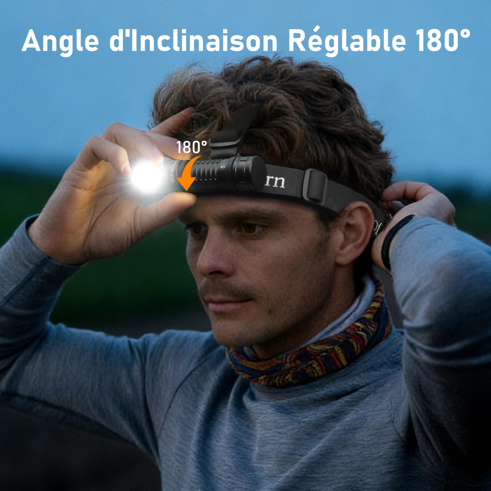 Sofirn HS41 Lampe frontale LED rechargeable 4000 lumens, intensité variable en continu, portée de 325 m, base magnétique, étanche IP68, pour camping, atelier, travail