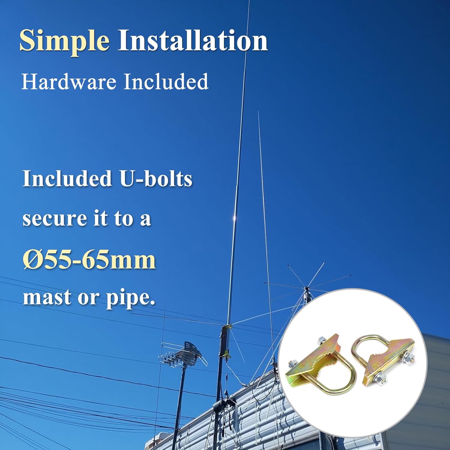 26~28MHz CB Base Station Antenna,20 ft. 100W Aluminum Alloy Omni-Directional Outdoor Antenna for Cobra Midland Uniden President CB Radio Transceivers