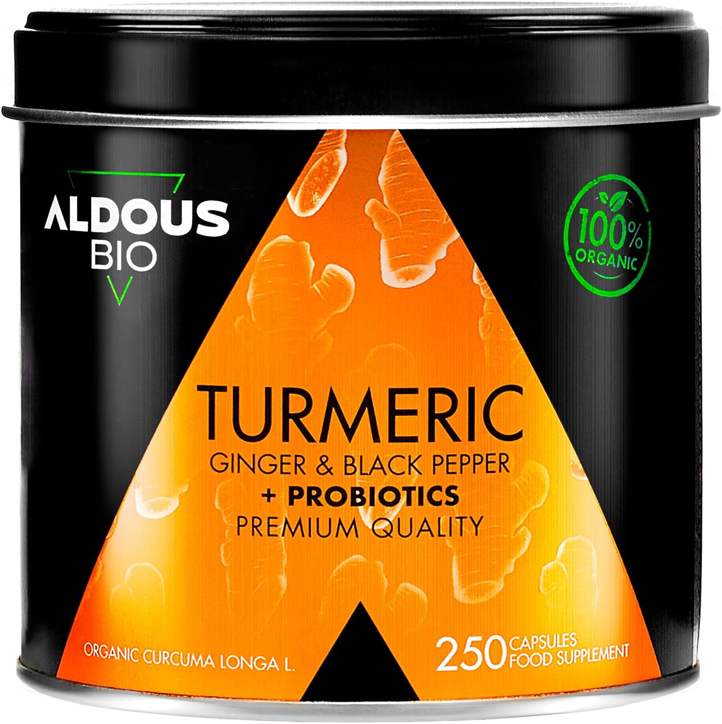 Organic Turmeric and Black Pepper Capsules + PROBIOTICS & Ginger - 250 Capsules (4 Month Supply) 1460mg Turmeric Tablets - Anti-Inflammatory, Joint Pain Relief Turmeric Capsules High Strength