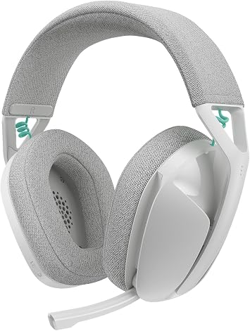 Logitech G G321 LIGHTSPEED Wireless Over-Ear Gaming Headphones, Bluetooth, Lightweight 210 g, Comfortable, 16 kHz Boom Microphone, 20 Hours Battery Life, White