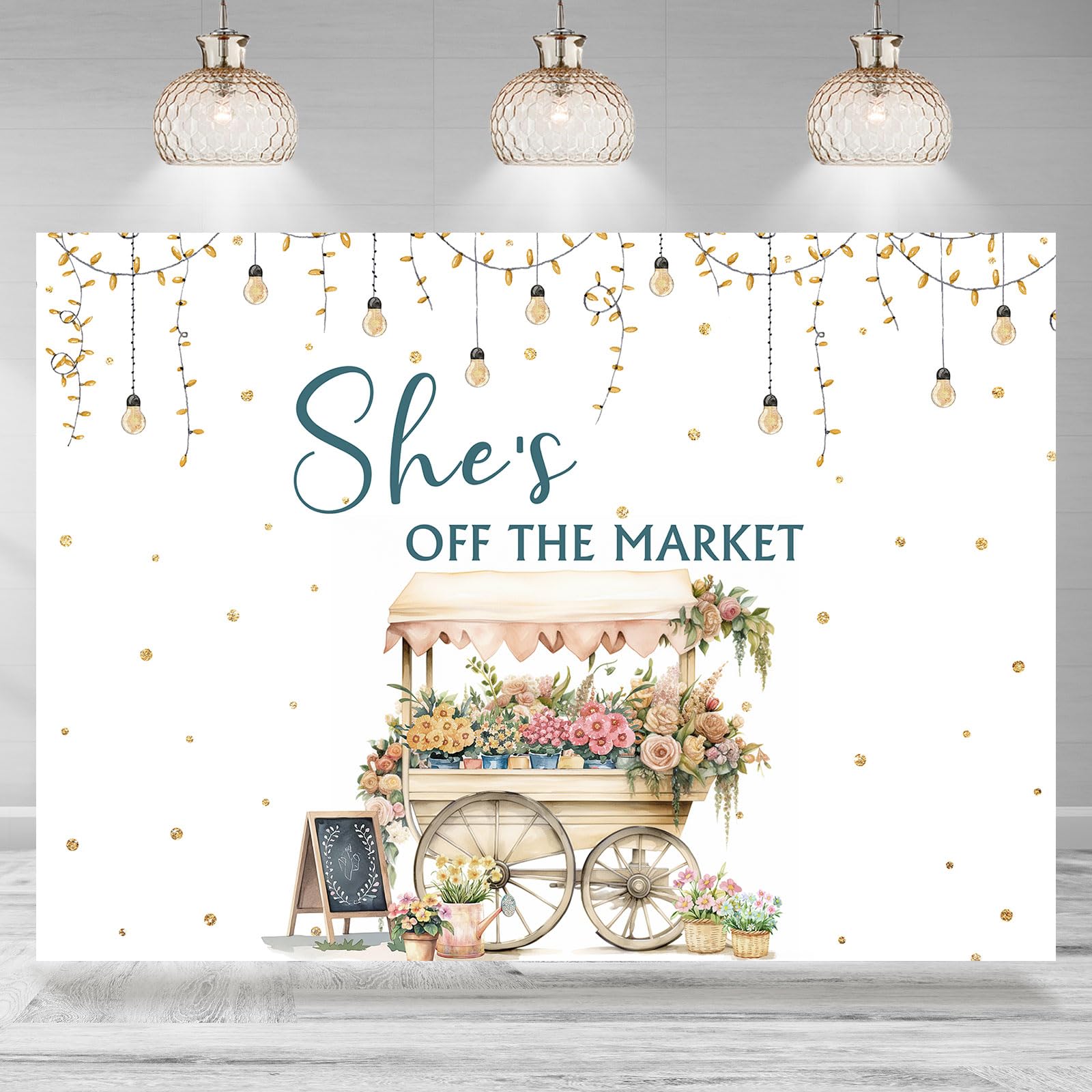 Rsuuinu Bridal Shower Backdrop She's Off The Market Floral Bride to Be Bachelorette Party Photography Background Engagement Party Decoration Supplies