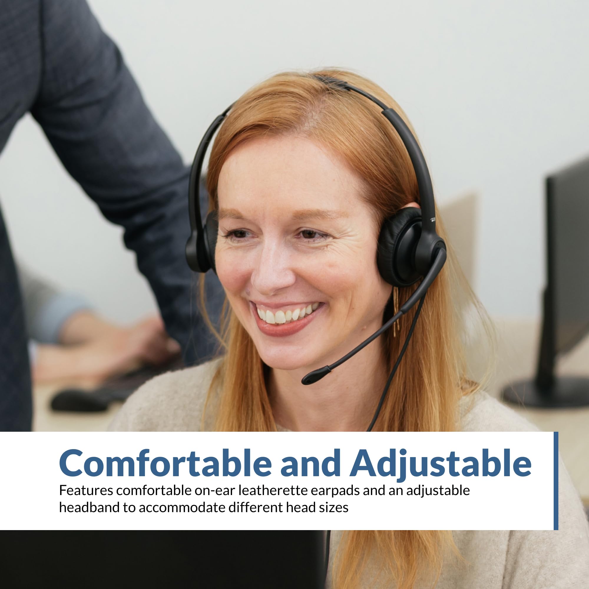 Cyber Acoustics Cuffie con cavo USB-C con microfono per PC (AC-304C), cuffie cablate con microfono a cancellazione del rumore per lavoro, chiamate e riunioni remote, nero