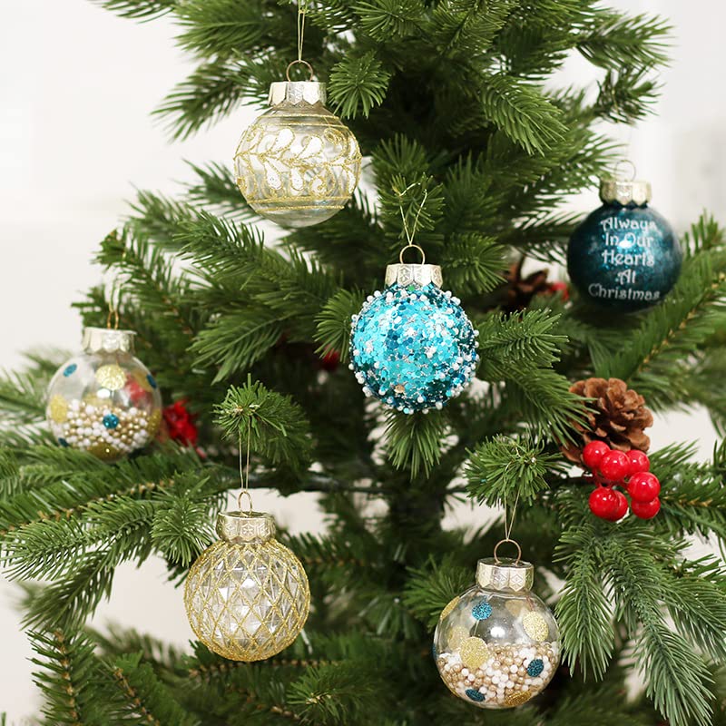 Weihnachtsbaumschmuck-Set, 25 Stück, 6 cm große Weihnachtskugeln, bemalte, bruchsichere Hängekugeln(Blue Gold)