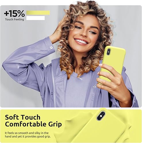 Miniatura 6 de SURPHY Diseñada para iPhone Xs y iPhone X con forro de microfibra, funda gruesa de silicona líquida para iPhone X XS de 5.8 pulgadas, color amarillo