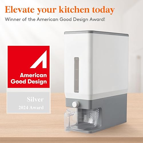 Food storage containers airtight rice in modern American kitchen pantry with visible measurement markings