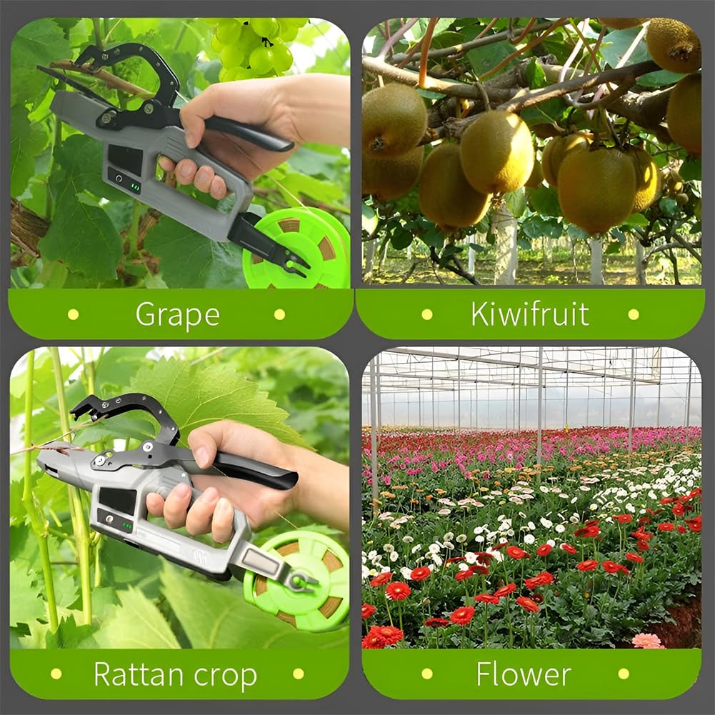 Atadora de plantas con correas, alicates semiautomáticos para enredaderas, jardín, verduras, 45 mm de diámetro, 6000 ciclos