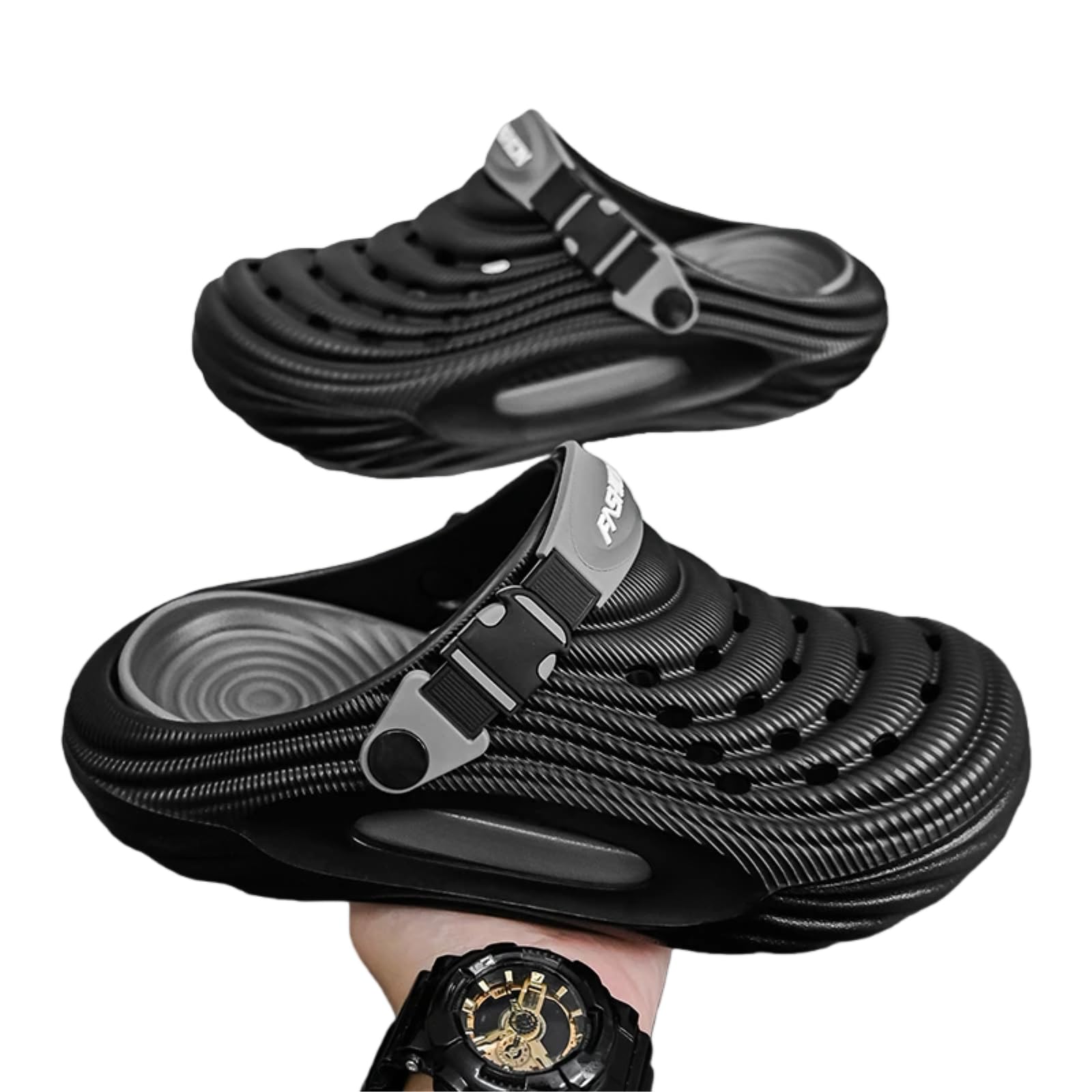 LSQSLBD Sliders Unisex Summer Slippers Men Clogs Platform Women Beach Sandals Outdoor Casual Non-slip Footwear Sandals-2503 Black-42-43
