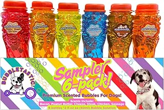 Bubbletastic Dog Bubble Sampler 6 Pack, Six Different Dog Bubble Scents, Total 12 oz