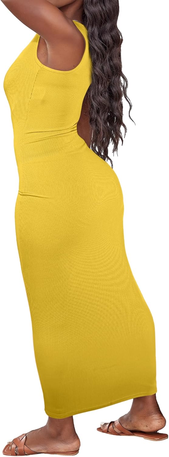 LovelyWholesale Maxi Dress for Women Sexy Sundresses Bodycon Ribbed Tank Dresses Summer Party Dress - Image 2