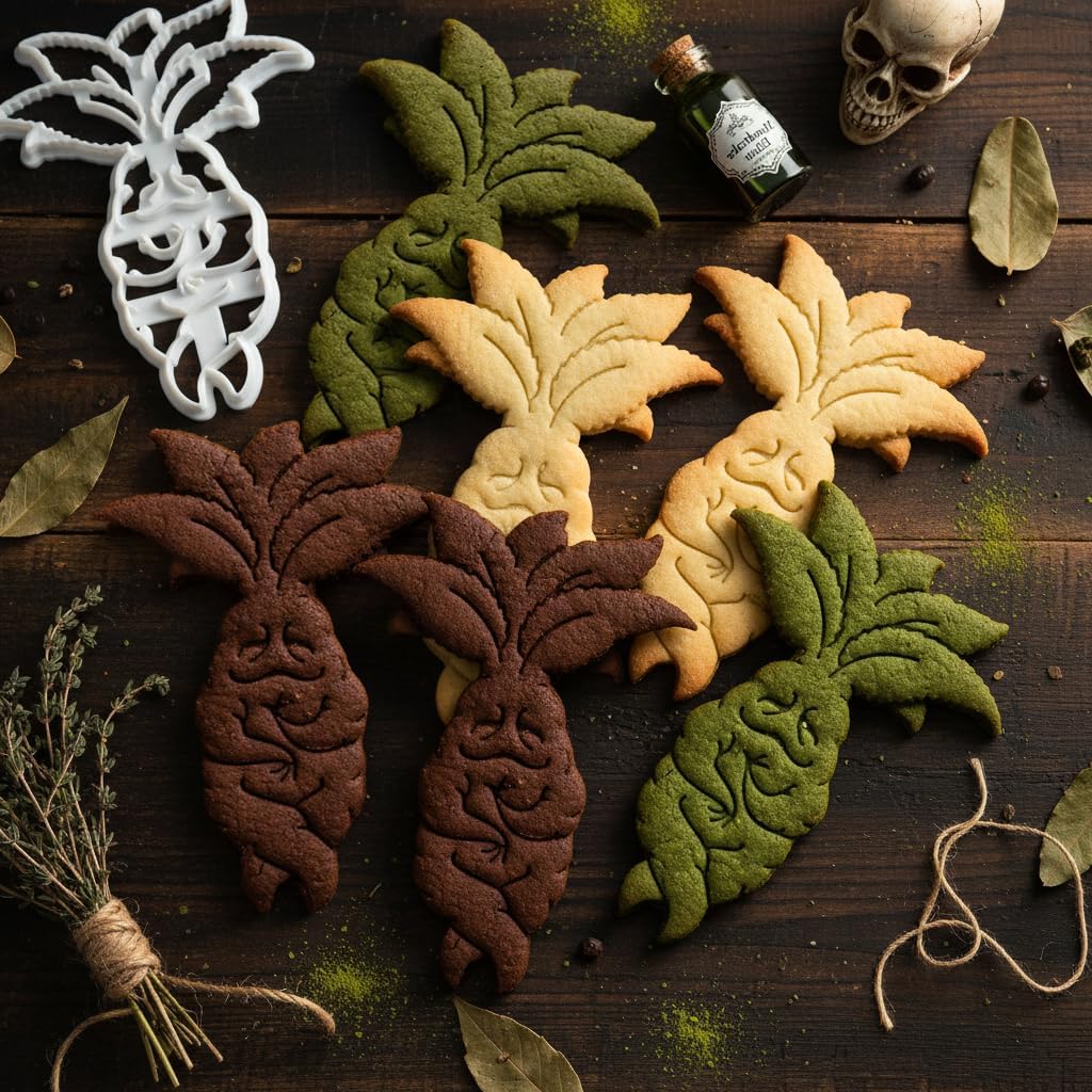 BAKERLOGY Set of 2 Mandrake Cookie Cutters – Bake Mythical Witchcraft themed Cookies, Detailed Biscuit Cutter Design for Baking and Crafts, ideal on fondant, dough, clay