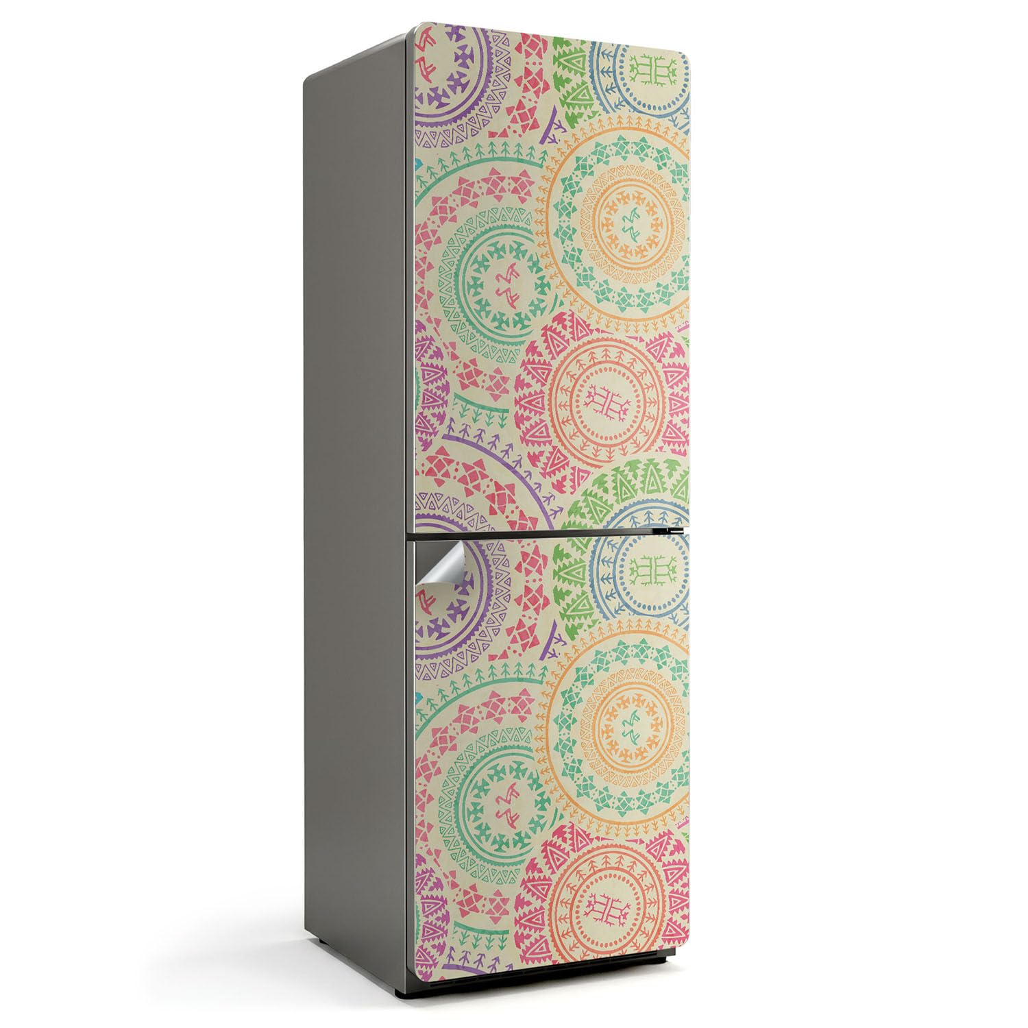 Autocollant Réfrigérateur 60x180cm cercles ethniques sticker pour habillage complet cuisine