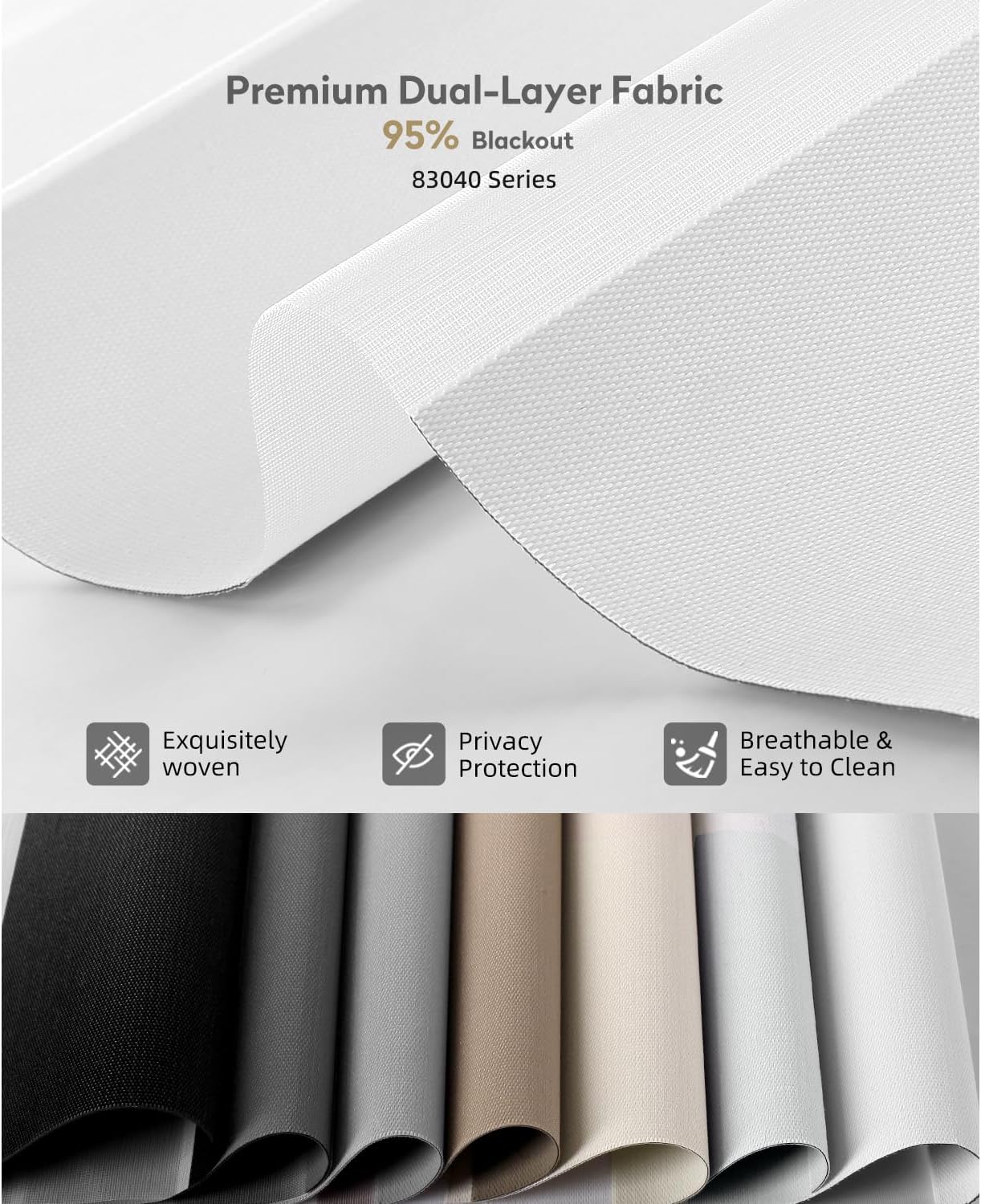 ACMEART Motorized Zebra Blinds with Remote,APP Control and Works with Alexa Google Home & Matter,95% Blackout Window Shades for Home Office Custom Size (Bright White)