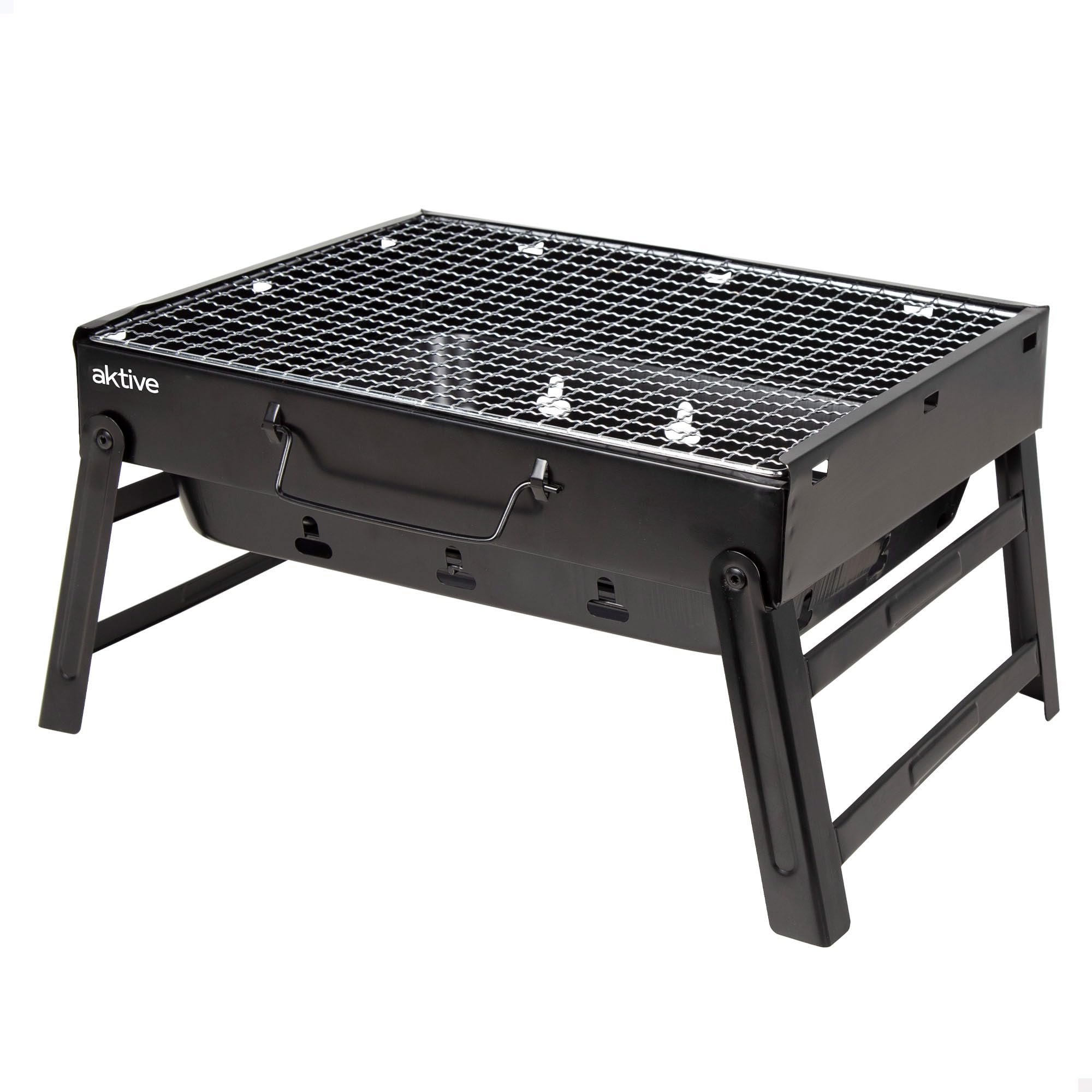AKTIVE 63031 Portable Charcoal Barbecue Black Steel Rectangular