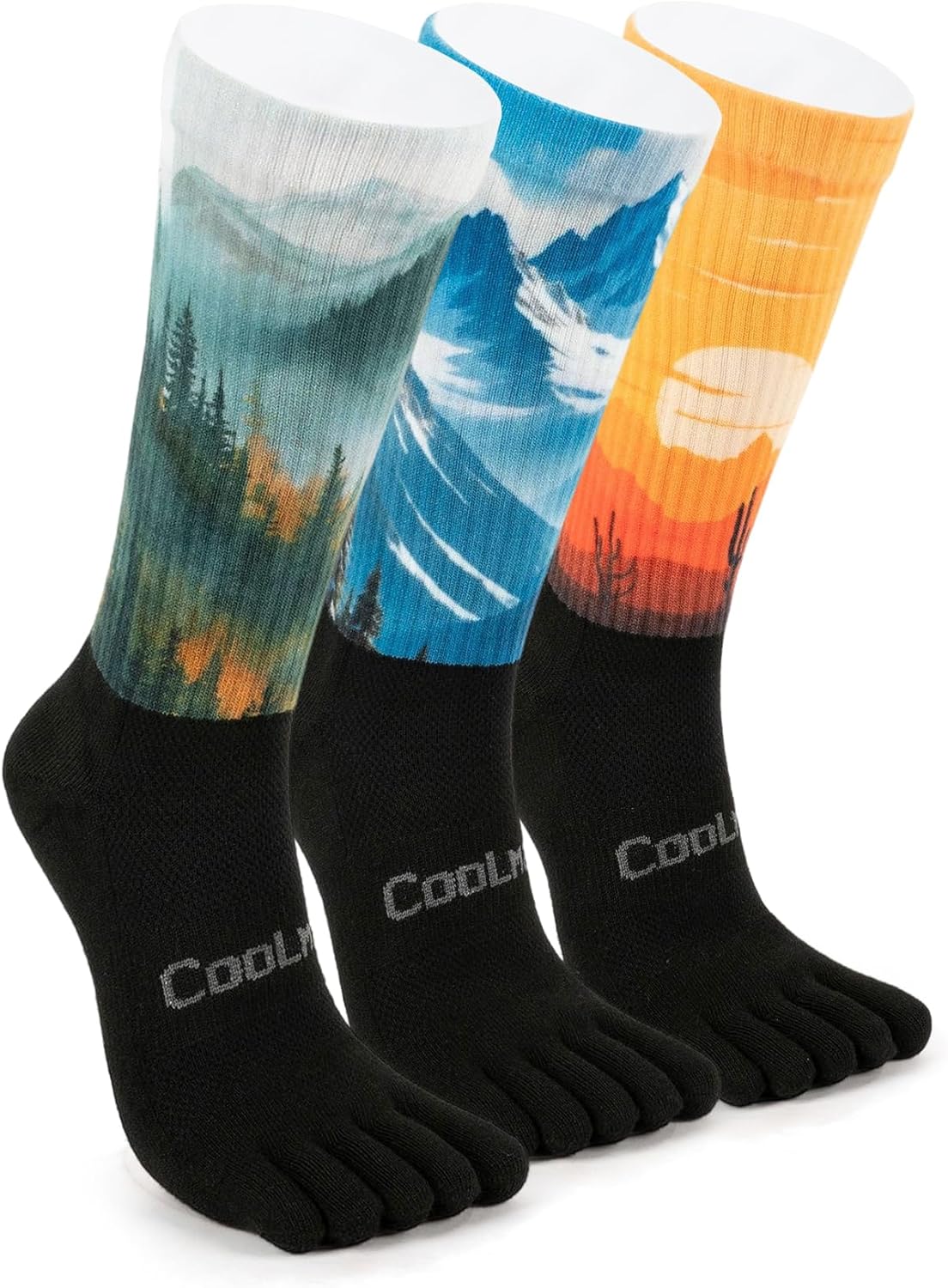 Toe Socks for Men Women Cool-max Running Socks Athletic Hiking Breathable Five Finger Socks 3Pairs