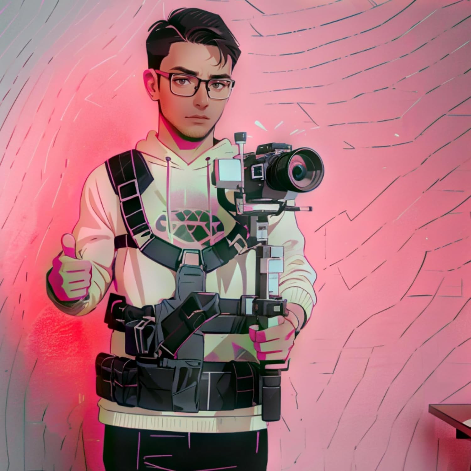 Young man using the DIGITALFOTO Thanos SE SteadyCam Axis