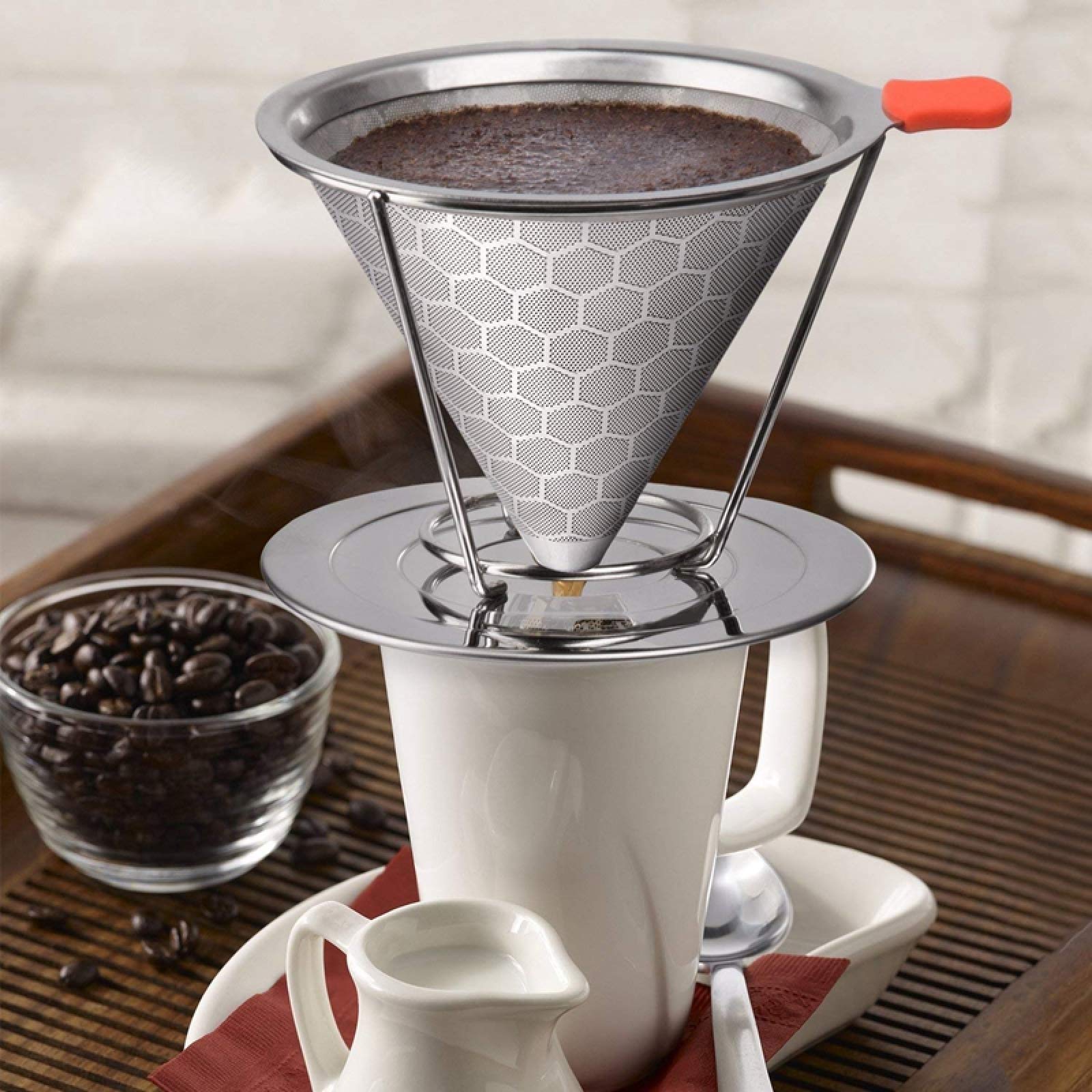 Filtro Per Caffè In Acciaio Inossidabile Oro – Gocciolatore Riutilizzabile A Doppio Strato, 12,5 Cm - 2