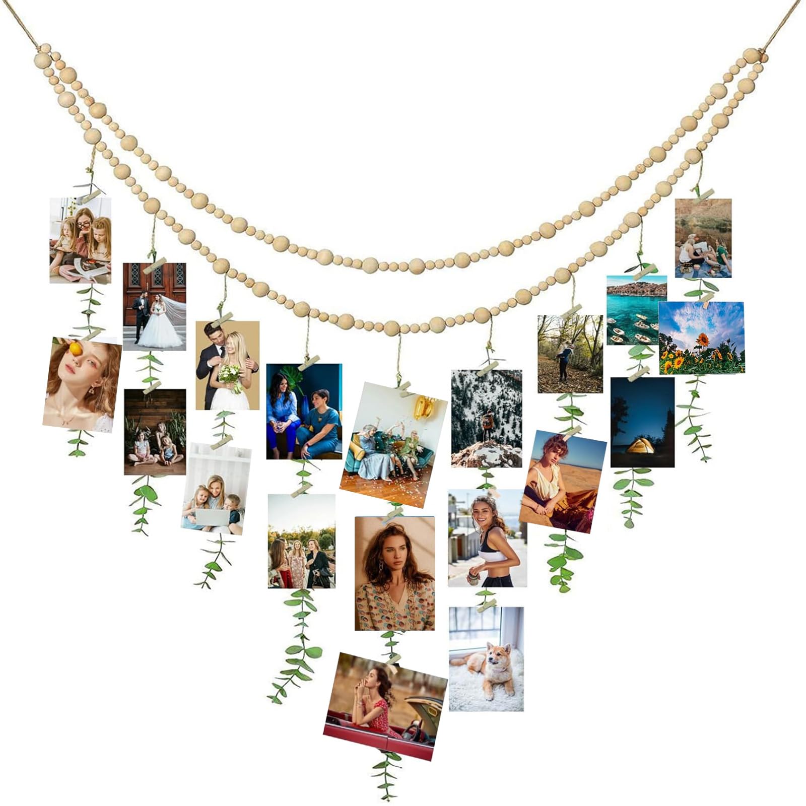 Porte-photos avec perles en bois, cadeau idéal de crémaillère