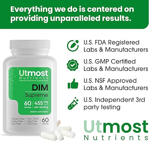 Miniatura 7 de Suplemento DIM para mujeres  455 mg, 60 cápsulas  Mezcla de extracto de brócoli y bioperina para maximizar la biodisponibilidad  Diseñado para