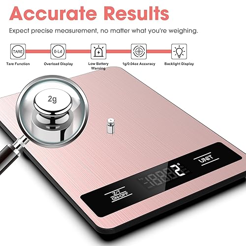 Miniatura 6 de Báscula de alimentos, báscula digital de cocina de 11 libras, pesa gramos y onzas para hornear, cocinar y preparar comidas, graduación precisa de