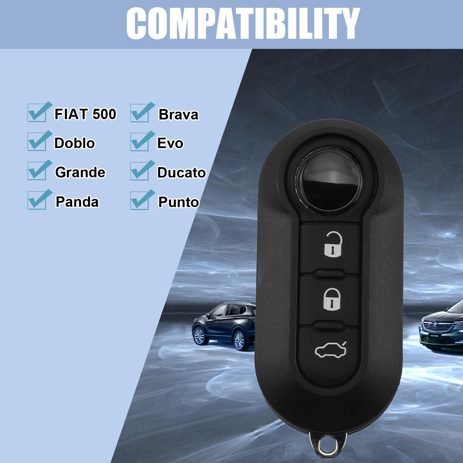 Coque De Clé 3 Boutons Pour Télécommande Fiat (Grande Punto, Panda, Bravo, Ducato...) - Neuf