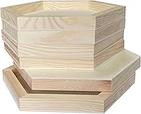 Vista 4 de Lienzo de madera hexagonal para manualidades, tableros de madera enmarcados para pintar (8 x 9 pulgadas, 6 unidades)