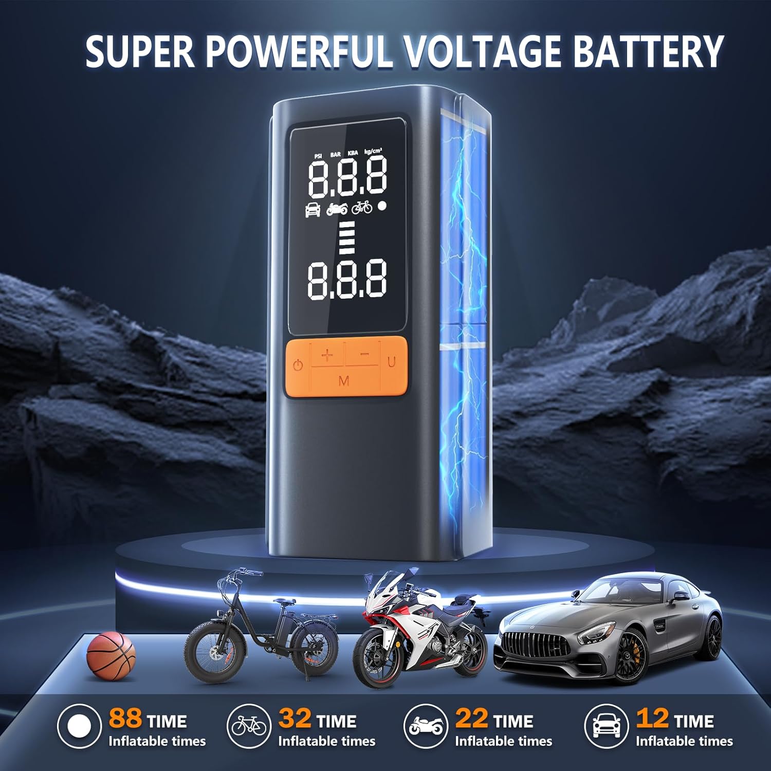 Tire Inflator Portable Air Compressor, 150 PSI Air Pump for Car Tires, Bike Tire Pump with Digital Pressure Gauge, LED Light & Auto Shut-Off – Portable Tire Inflator for Car, Motorcycle, Bike, Balls - Image 3