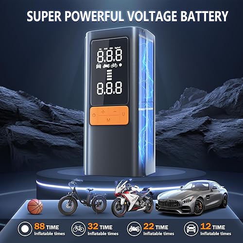 Miniatura 3 de Inflador de neumáticos, compresor de aire portátil, bomba de aire de 150 PSI para neumáticos de automóvil, bomba de neumáticos de bicicleta con