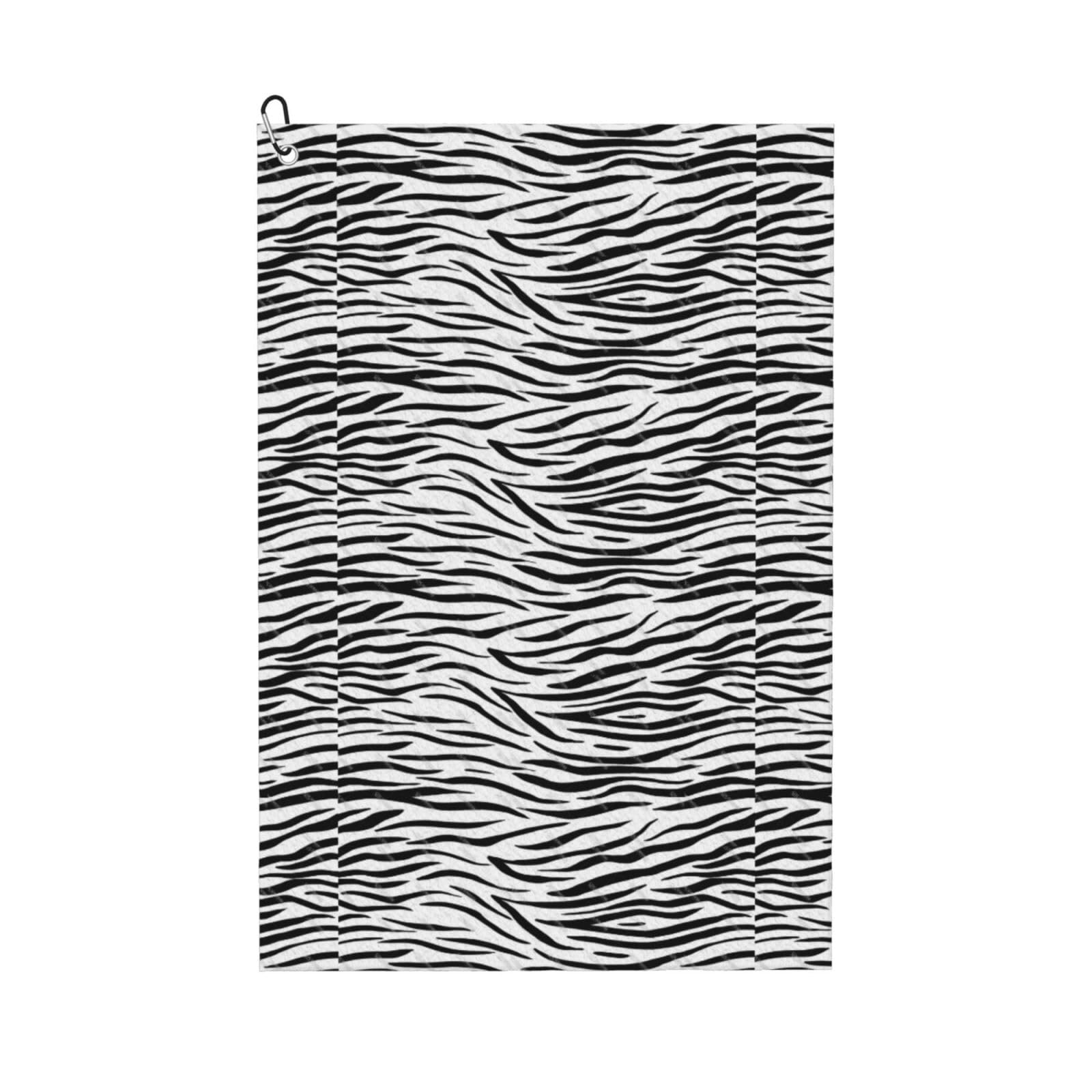 peiyeety Black and White Zebra Print Art Microfiber Golf Towel with Carabiner Clip, 16x24 Inch Absorbent Waffle Weave Towel for Golf Bags
