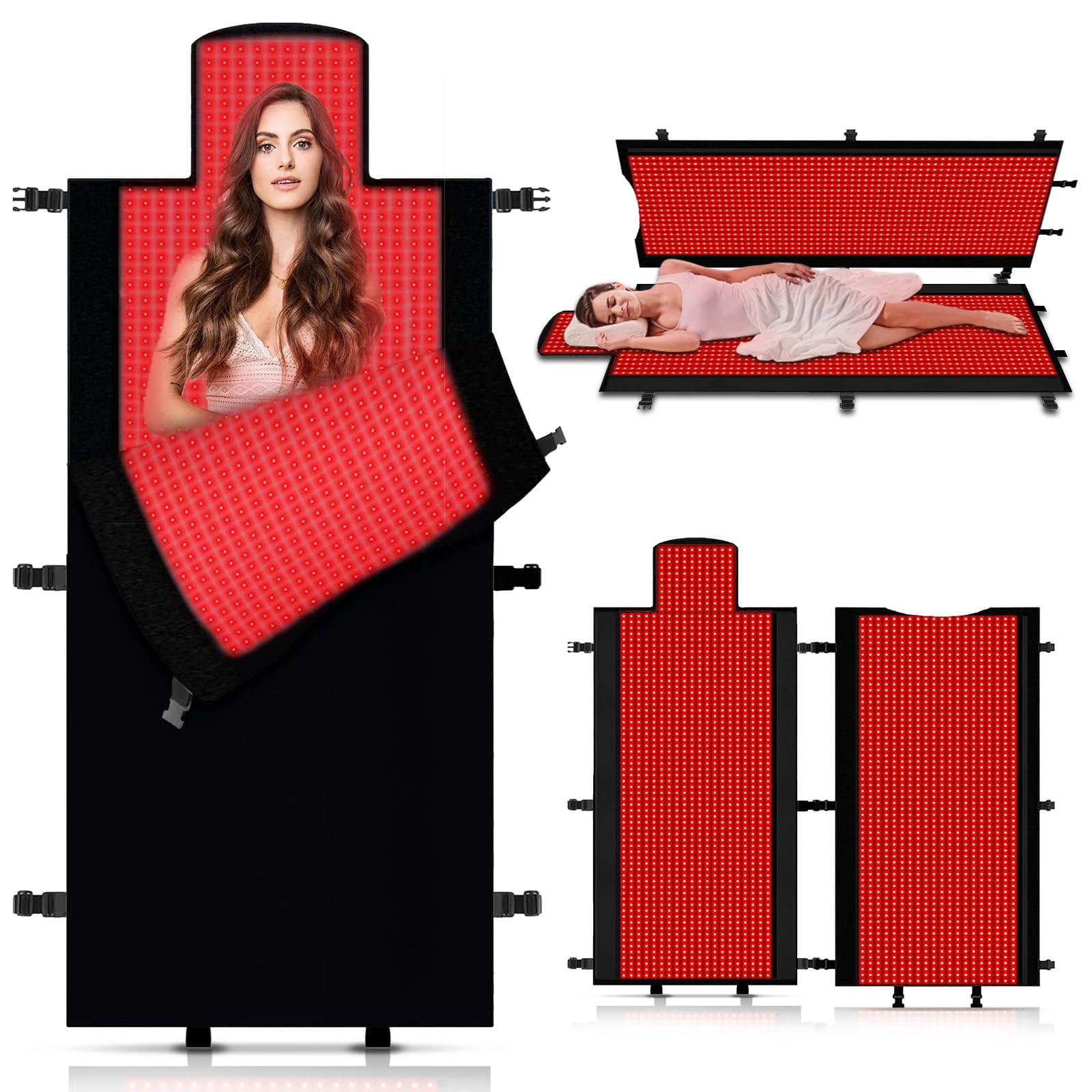 Funthy Black 2025 New Infrared Blanket, 2570Pcs Dual Wavelength Led Beads Red Light Therapy Mat, 660Nm&850Nm Red Light Therapy Mat Full Body Used To Relieve Pain