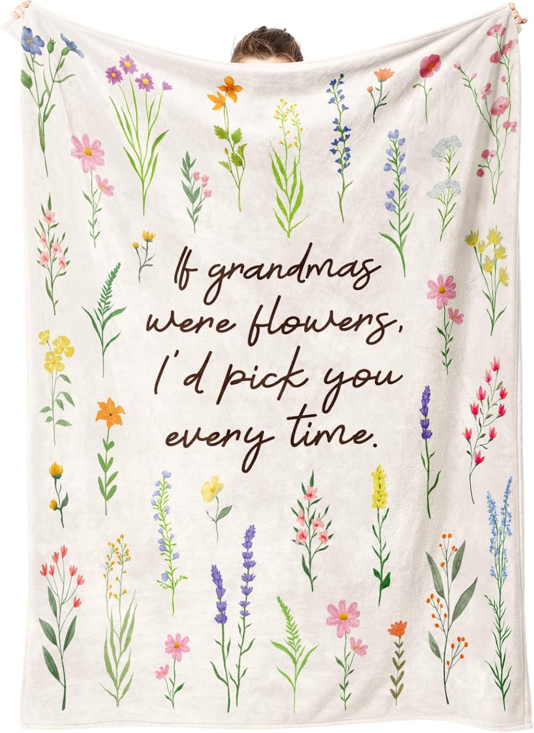 Grandma Gifts, Floral Blanket for Grandma Birthday, Mothers Day, Grandmother Gifts from Grandkids, Soft Throw Blankets 50'' x 60''