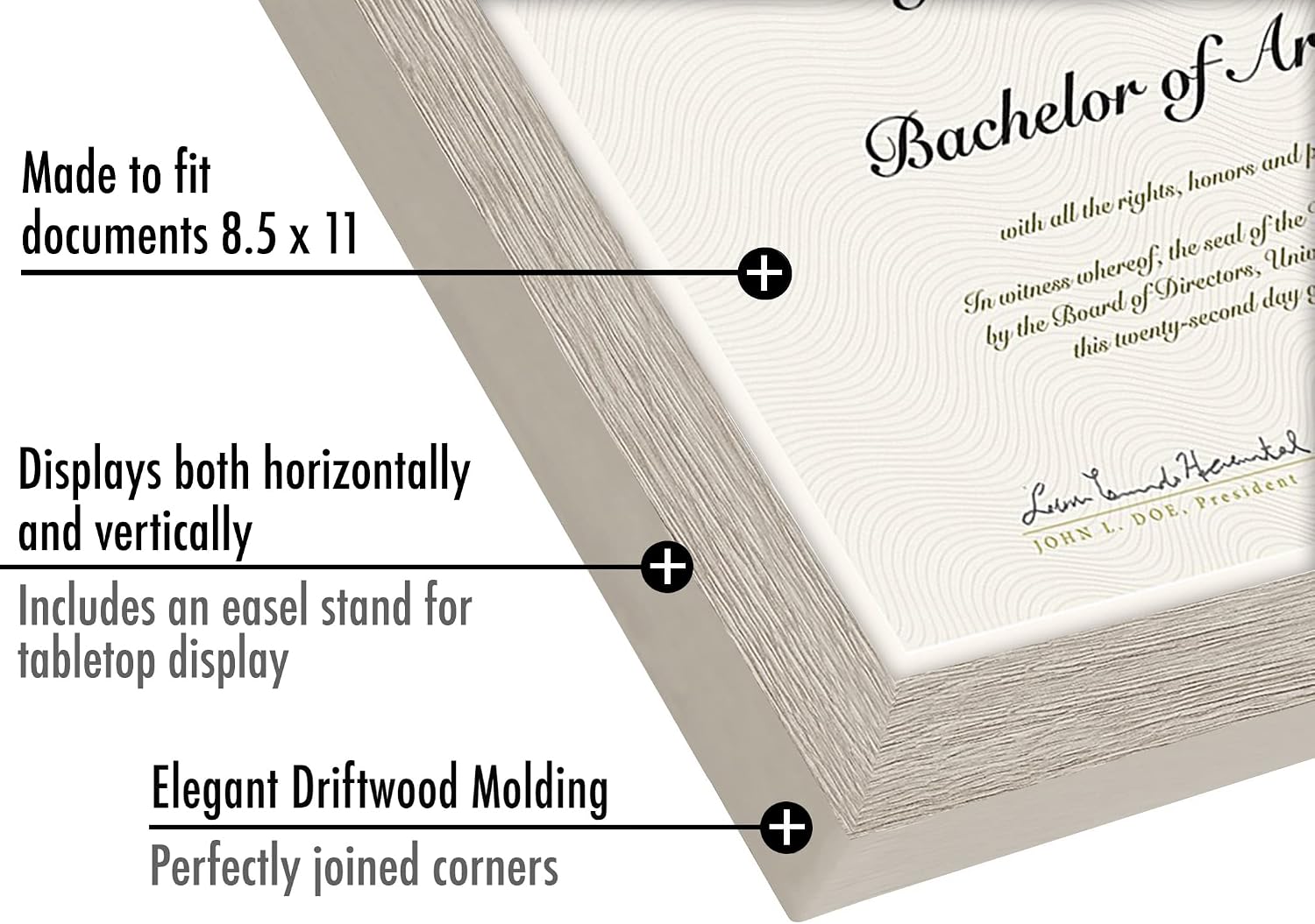 Americanflat 8.5x11 Diploma Frame with Shatter-Resistant Glass - Set of 2 - Document Frames with Engineered Wood - Legacy Collection - Certificate Frame for Tabletop and Wall Display - Driftwood