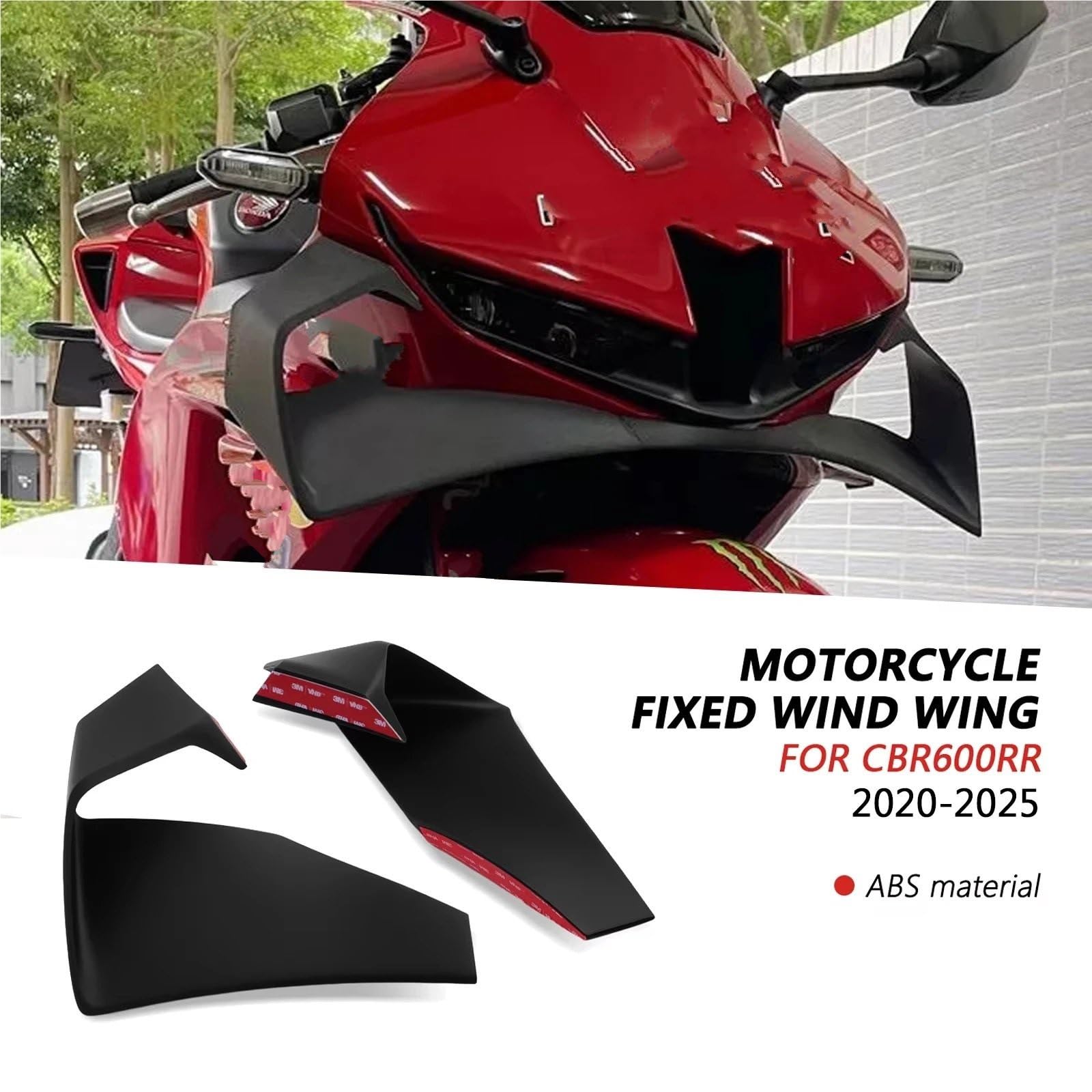 Front Bumper Splitter dachowy Pasuje do CBR600RR 2025 Cbr 600rr 2020-2024 Zestaw aerodynamiczny dolnego osłony przedniego skrzydła