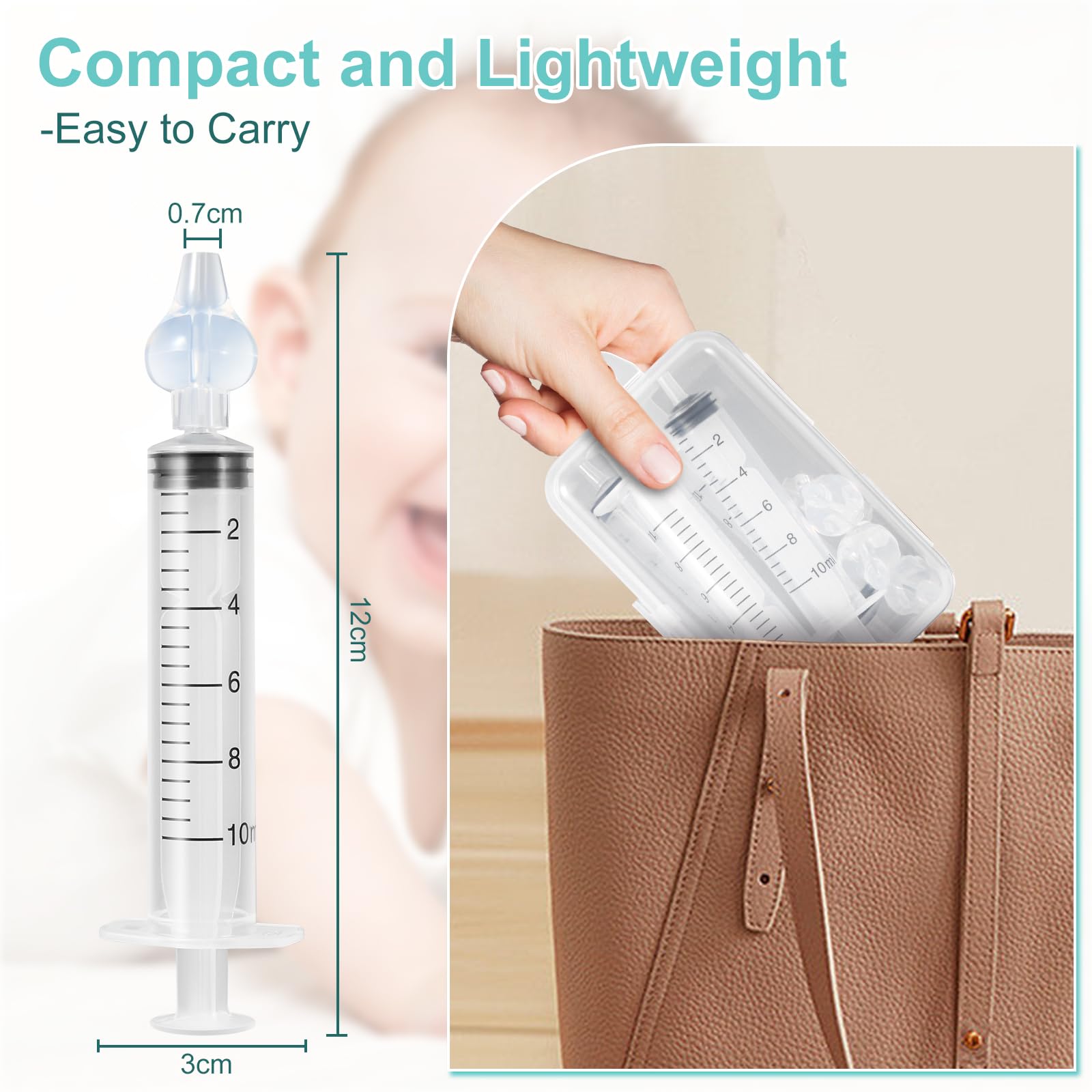 Blendura 4 pack Baby Nasal Syringe 10ml, Baby Safety Comfort Nasal Irrigator, Portable Reusable Nasal Aspirator, Nasal Irrigator