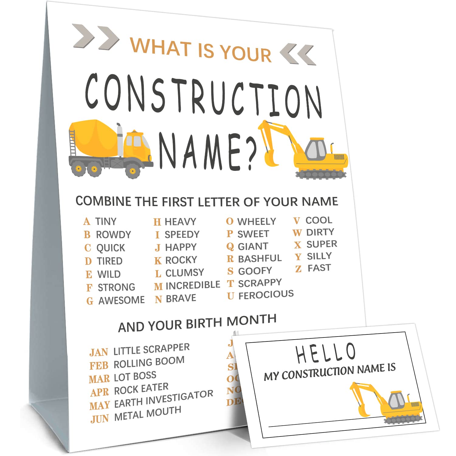 Buy What is your Construction Name game Construction Birthday Party