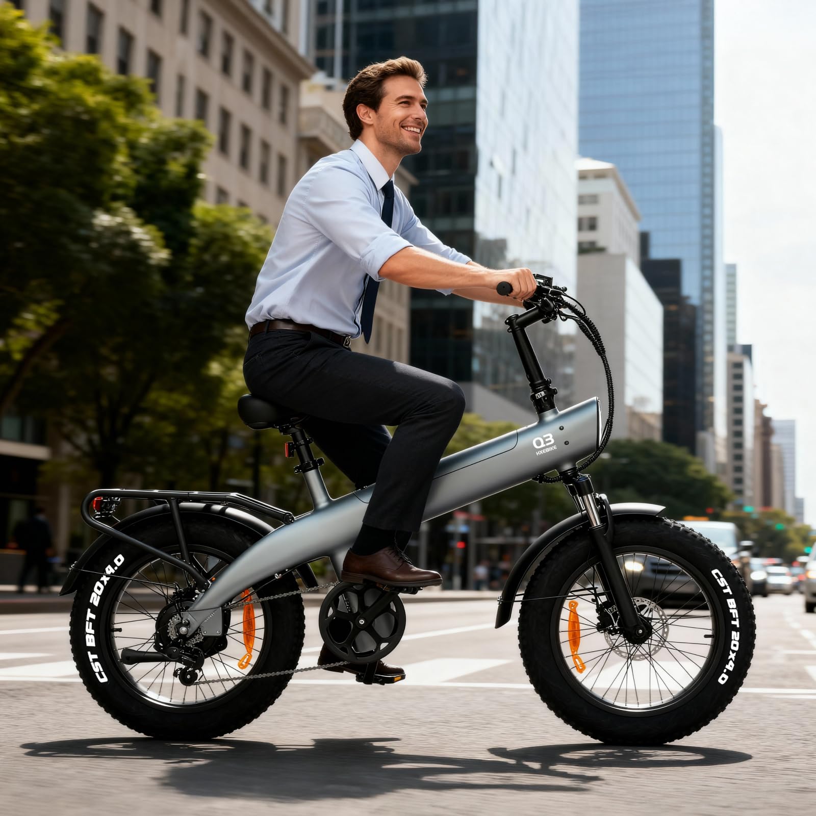 HX Q3 Bicicleta Eléctrica Urbana Adultos,Motor 115 NM, 20" Fat Bici Eléctrica, Batería 20-40Ah,Autonomía 80-120 Km,7 Velocidades, Frenos Hidráulicos