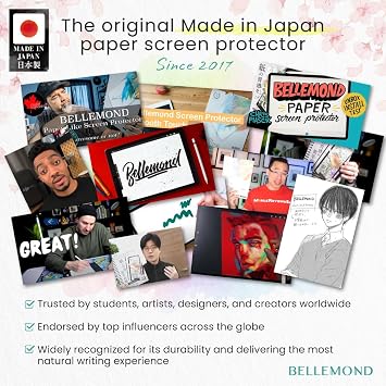 BELLEMOND | 2 Pack Kent Paper Screen Protector for iPad 10.2 (9th/8th/7th Gen) | Smooth Kent Surface PET Film, Reduced Pencil Tip Wear for Sketching & Notes | Designed & Manufactured in Japan