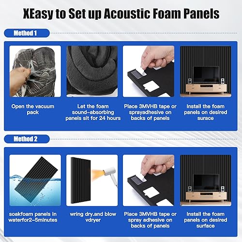 Miniatura 4 de 4 paneles acústicos, paneles de pared de espuma insonorizados de 48 x 24 x 2 pulgadas, panel de espuma de estudio de alta densidad con cancelación